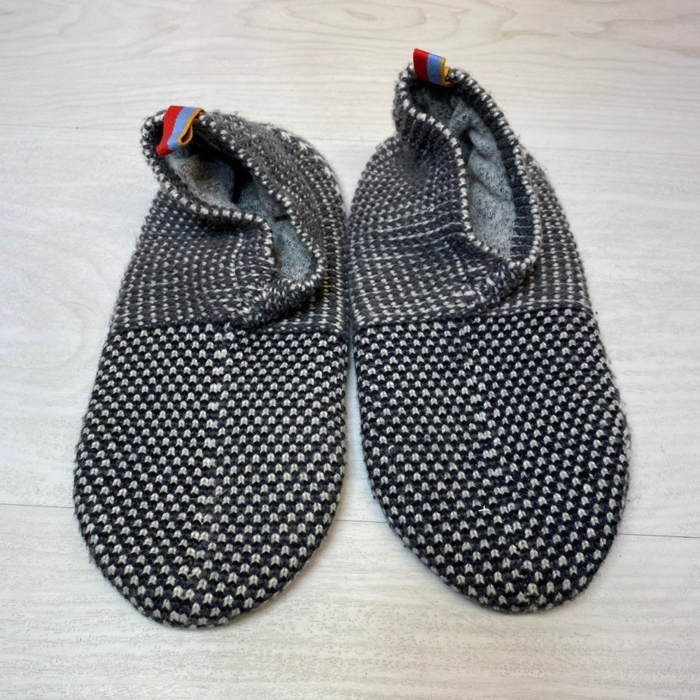 Bombas Womens Medium Gripper Slippers Marled Knit Gray Wool Blend House Shoes
